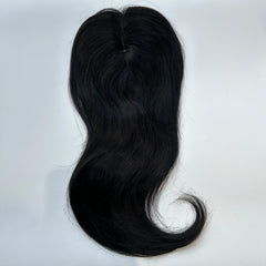 Human Hair Topper For Women Toppers With Bangs Clips In Hairpieces 100% Human Hair Wigs Natural Straight Hair Blonde Silk Base