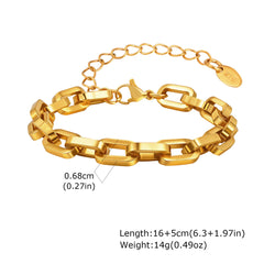 Gold Plated Paperclip Chunky Chain Bracelet Rhombus Geometric Minimalist Bracelets for Women Stainless Steel Irregular Jewelry