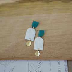 Trendy Fashion Leaf Pattern Multi Layer Dangle Navy Aqua Vitage Bohemian Polymer Clay Earrings Women's Accessories Party Holiday