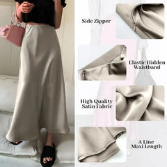 Elegant Faux Silk Satin Skirts