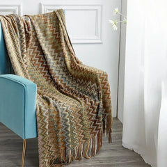 Knitted Blankets Bohemian Plaid Throw Blanket Sofa Cover With Tassels Travel Leisure Bed Cover Blanket boho Bedspread