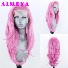 AIMEYA Silver Grey Lace Wig Heat Resistant Synthetic Lace Front Wig Long Natural Wave Mix Blonde Lace Wigs Daily Use Cosplay