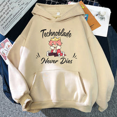 Dream SMP Game Crewneck Hoodie Retro Style Technoblade Never Dies Print Sweatshirt Funny Cartoon Tops Women/Men Kawaii Hoodies