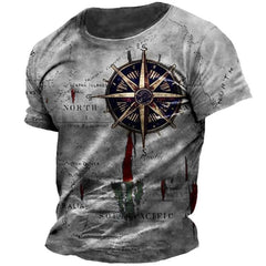 Men's Vintage Compass Print T-Shirt