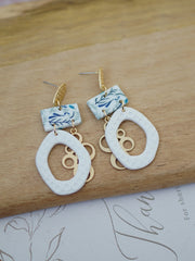 Trendy Fashion Leaf Pattern Multi Layer Dangle Navy Aqua Vitage Bohemian Polymer Clay Earrings Women's Accessories Party Holiday