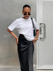 Elegant Satin Black Trumpet Skirts