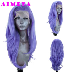 AIMEYA Silver Grey Lace Wig Heat Resistant Synthetic Lace Front Wig Long Natural Wave Mix Blonde Lace Wigs Daily Use Cosplay