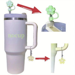 2pcs Silicone Cup Accessories For 30/40 Oz Stanley Cups, Reusable Dustproof Silicone Straw Plugs With Floral Design