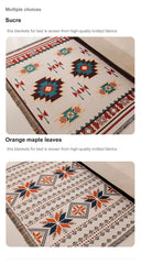 Aztec Blanket, Oversized Boho Throw Blanket with Fringe, Southwestern Geometric Tapestry Vintage Woven Throw Blankets, Double-Si