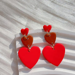 AENSOA Handmade Red Heart Floral Pattern Polymer Clay Earrings for Women Girls Romantic Earrings Valentine's Day Jewelry Gifts