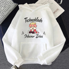 Dream SMP Game Crewneck Hoodie Retro Style Technoblade Never Dies Print Sweatshirt Funny Cartoon Tops Women/Men Kawaii Hoodies
