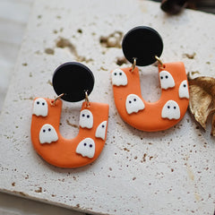 Trendy Fashion Delicate Unique Multi Colors Shapes Halloween Ghost Flower Polymer Clay Earrings Holiday Women's Accessories Gift