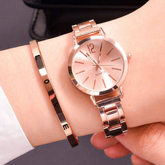 2pcs Set- Watch & Gold Bracelet