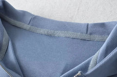 4 colors Harajuku Spliced Rib Fishbone Slim Waist Open Zipper Hooded Sweatshirt Women Cropped Hoodies Casual Jumper Short Sweats