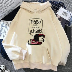 Mafalda Hoodie Graphic Patterned Funny Youthful Teen Tracksuits Athleisure Harajuku Autumn and Winter Women Men Hoodie Pullover