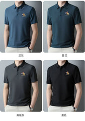 New style ice silk jacquard polo shirt short sleeve summer men's t-shirt casual business fashion stand collar t-shirt men