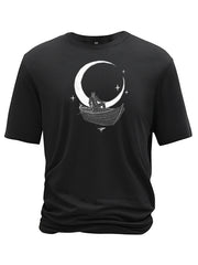 Creative Geometric Graphic Print Short Sleeve T-shirt for Men, Summer Outdoor Casual Crew Neck Top Shirt