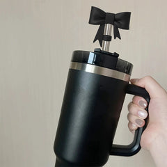 Exquisite Bow Straw Cap Covers Toppers Silicone Accessories For Stanley Cups 30&40 Oz Tumbler And With 1pc Protective Boot