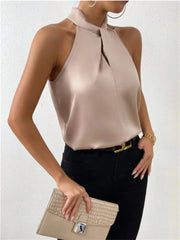 Sleeveless vest silk blouse