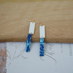 Trendy Fashion Leaf Pattern Multi Layer Dangle Navy Aqua Vitage Bohemian Polymer Clay Earrings Women's Accessories Party Holiday