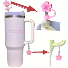 2pcs Silicone Cup Accessories For 30/40 Oz Stanley Cups, Reusable Dustproof Silicone Straw Plugs With Floral Design