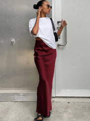 Elegant Satin Black Trumpet Skirts