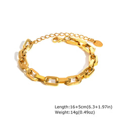 Gold Plated Paperclip Chunky Chain Bracelet Rhombus Geometric Minimalist Bracelets for Women Stainless Steel Irregular Jewelry