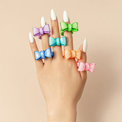 Resin Rings Dumpy Acrylic Rings Bowknot Rings Aesthetic Trendy Colorful Open Rings Statement Jewelry Bow Rings for Women