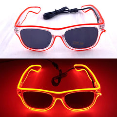 1Pcs Light Up LED Glasses with Dark Lens Neon EL Wire Glow Glasses Glow in The Dark Glow Favors Supplies for Kids Adults