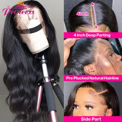 Princess Hair 13x6 Body Wave Lace Front Wigs Pre Plucked HD Transparent Frontal Wigs Human Hair Lace Front Wigs for Women