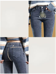 Jeans for Women mom Jeans blue gray black Woman High Elastic Jeans female washed denim skinny pencil pants streetwear women