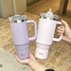 Taishuo Giant Vacuum Cup Cup with Straw Large Capacity Office Cup 2025 New Arrival Vacuum Cup Large Ice Cup