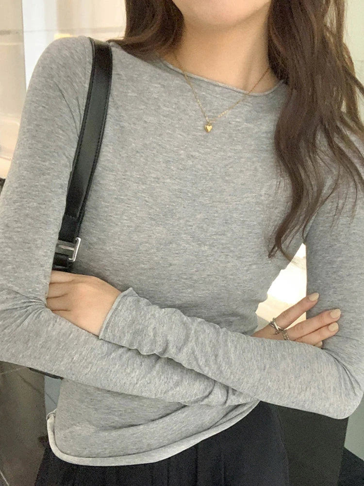 Women's  Long Sleeve O Neck Tshirts