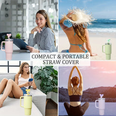 3Pcs Bow Straw Cap Covers Toppers Accessories for Stanley Cups Reusable Cute Silicone Straw Tips Water Bottle Protective Boot