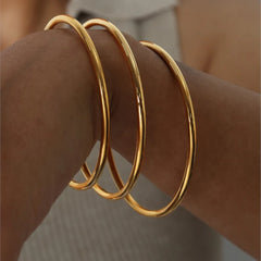 5pcs/set Stainless Steel Bracelet Bangles For Women 18K Gold Plated Waterproof No Tarnish Women's Minimalist Bracelets Bangle