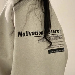 2024 Spring Autumn Women Sweatshirts Long Sleeve Oversized Hoodies Casual Letter Print Loose Pullovers Tops Harajuku Streetwear