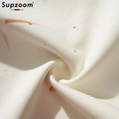 Supzoom New Arrival Summer High Street Splash Ink Printing Neutral O-neck Casual Heavy Texture Cotton Ins Loose Men T shirt