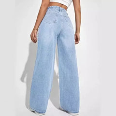 Women Mom Jeans Denim Y2k Pants Wide Leg Long Pant High Waist Loose Casual Straight Trousers Elegant Streetwear Autumn Winter