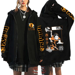 Haikyuu Japan Anime Zip Up Hoodie Karasuno High School Hooded Men Women Sweatshirts Harajuku Autumn Winter Zipper Pullover