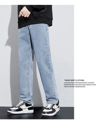 New Autumn Men's Baggy Jeans High Street Fashion Wide Legs Denim Trousers Straight Comfortable Casual Male Pants Streetwear