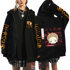 Haikyuu Japan Anime Zip Up Hoodie Karasuno High School Hooded Men Women Sweatshirts Harajuku Autumn Winter Zipper Pullover