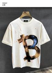 Supzoom New Arrival Summer High Street Splash Ink Printing Neutral O-neck Casual Heavy Texture Cotton Ins Loose Men T shirt