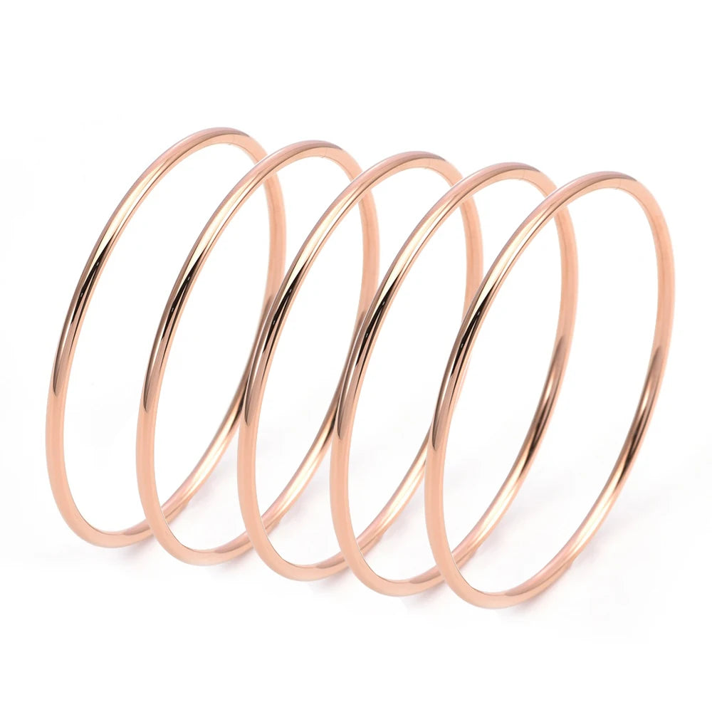 5pcs/set Stainless Steel Bracelet Bangles For Women 18K Gold Plated Waterproof No Tarnish Women's Minimalist Bracelets Bangle