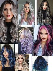 20 Inch Colourful Curly Wavy Party Highlights Clip in Synthetic Hairpieces 8 Pack Curly Colored Hair Extensions for Women