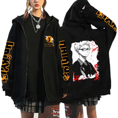 Haikyuu Japan Anime Zip Up Hoodie Karasuno High School Hooded Men Women Sweatshirts Harajuku Autumn Winter Zipper Pullover
