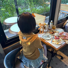 Rilakkuma Cute Cartoon Hoodie Zip-up Hoodie Teddy Bear Ears Long Sleeve Jacket Fashion Women's Casual Cardigan Cotton Clothing