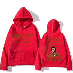 Rod Wave Graphic Printing Hooded Winter Hip Hop Grunge Sweatshirt Long-sleeved Fleece Clothing Ropa Hombre Casual Punk Pullovers