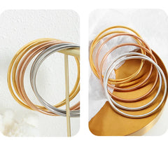 5pcs/set Stainless Steel Bracelet Bangles For Women 18K Gold Plated Waterproof No Tarnish Women's Minimalist Bracelets Bangle