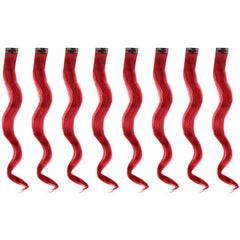 20 Inch Colourful Curly Wavy Party Highlights Clip in Synthetic Hairpieces 8 Pack Curly Colored Hair Extensions for Women