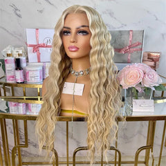 Synthetic Lace Front Wig Blonde Wigs for Woman Lady Deep Wave Lace Front Wigs Caramel Golden Blonde Wig Glueless Cosplay Sale